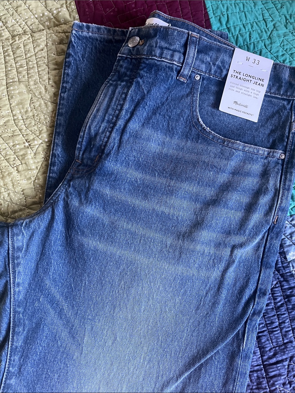 Madewell Women’s Longline Straight Jeans — Medium Blue Wash 33R NWT